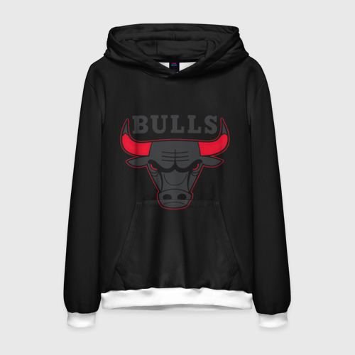 Мужская толстовка с принтом Chicago bulls Чикаго буллс ярость быка, вид спереди №1