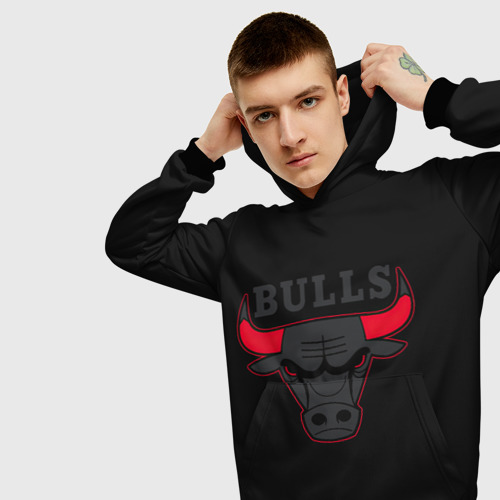 Мужская толстовка 3D Chicago bulls Чикаго буллс ярость быка, цвет черный - фото 5