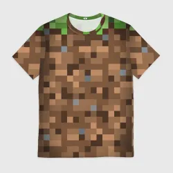 Мужская футболка 3D Земля dirt Minecraft