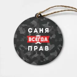 Деревянная игрушка круг Саня Александр всегда прав
