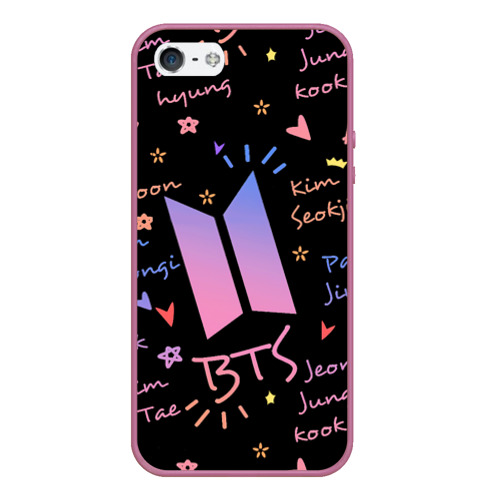 Чехол для iPhone 5/5S матовый BTS army, цвет розовый