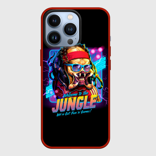 Чехол для iPhone 13 Pro Predator in the jungle, цвет красный