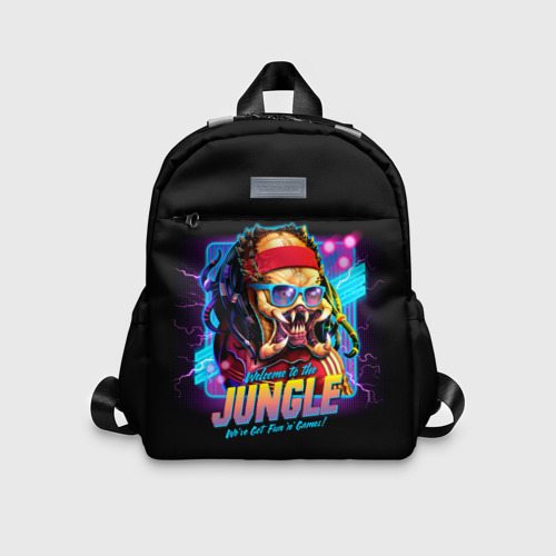 Детский рюкзак 3D с принтом Predator in the jungle, вид спереди #2