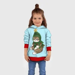 Детская толстовка 3D Кот-ёлочка новогодняя - фото 2