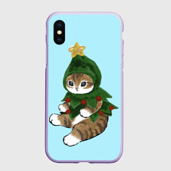 Чехол для iPhone XS Max матовый Кот-ёлочка