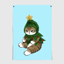 Постер Кот-ёлочка новогодняя