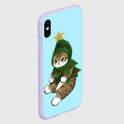 Чехол для iPhone XS Max матовый Кот-ёлочка - фото 2
