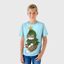 Детская футболка 3D Кот-ёлочка - фото 2
