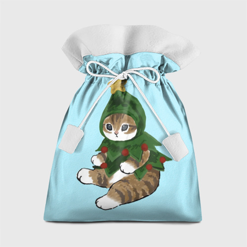 Подарочный 3D мешок Кот-ёлочка