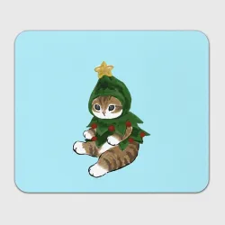 Прямоугольный коврик для мышки Кот-ёлочка новогодняя