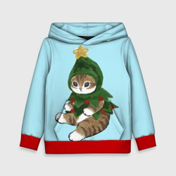 Детская толстовка 3D Кот-ёлочка новогодняя