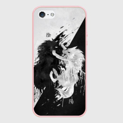 Чехол для iPhone 5/5S матовый Инь Янь волки чёрно белый