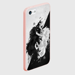 Чехол для iPhone 5/5S матовый Инь Янь волки чёрно белый - фото 2