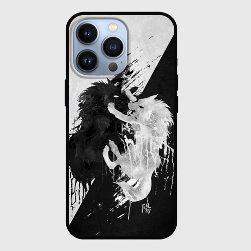 Чехол для iPhone 13 Pro Инь Янь волки чёрно белый, цвет черный