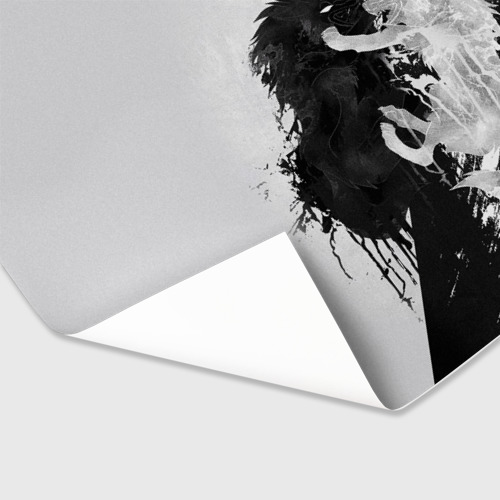 Бумага для упаковки 3D Инь Янь волки чёрно белый - фото 3