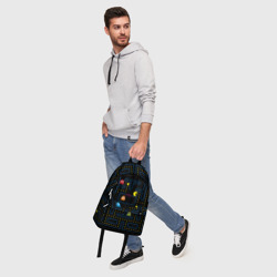 Рюкзак с принтом Пиксельный Пакман для любого человека, вид спереди №5. Цвет основы: белый