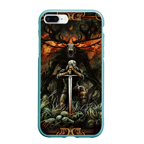 Чехол для iPhone 7Plus/8 Plus матовый Ведьмак и монстр, цвет мятный