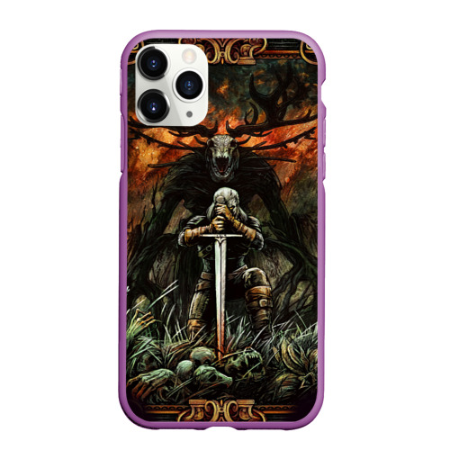 Чехол для iPhone 11 Pro Max матовый Ведьмак и монстр, цвет фиолетовый