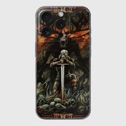Чехол для iPhone 15 Pro силиконовый с защитой камеры Ведьмак и монстр