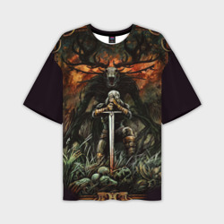 Мужская футболка oversize 3D Ведьмак и монстр