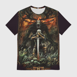 Мужская футболка 3D Ведьмак и монстр