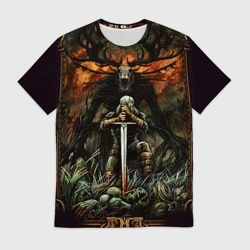 Мужская футболка 3D Ведьмак и монстр