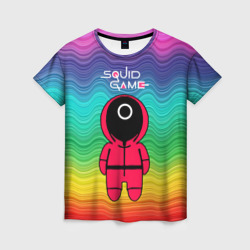 Женская футболка 3D Игра в кальмара   радуга