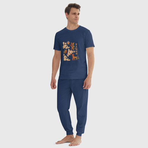 Мужская пижама хлопок Tiger |  Тигр Этно, цвет темно-синий - фото 5