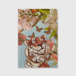 Обложка для паспорта матовая кожа Тигр и бабочки