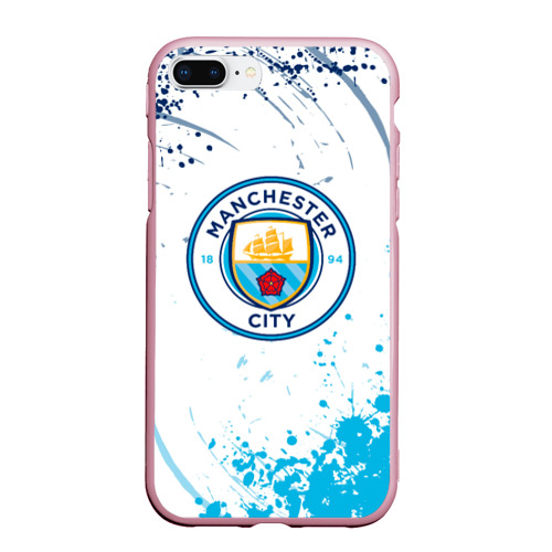 Чехол для iPhone 7Plus/8 Plus матовый с принтом Manchester City - Футбольный клуб, вид спереди #2