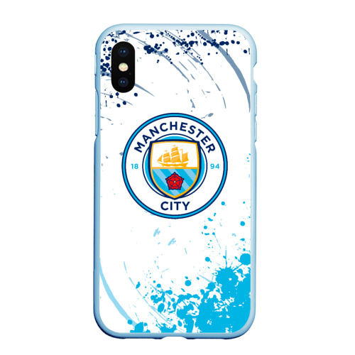 Чехол для iPhone XS Max матовый Manchester City - Футбольный клуб, цвет голубой