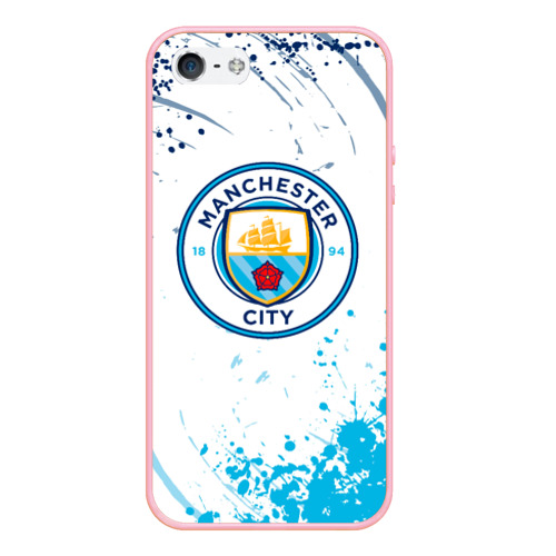 Чехол для iPhone 5/5S матовый Manchester City - Футбольный клуб, цвет баблгам