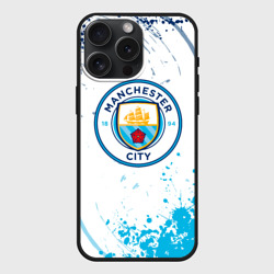 Чехол силиконовый для Apple iPhone 15 Pro Мax матовый Manchester City - Футбольный клуб