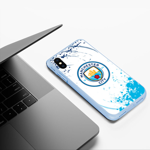 Чехол для iPhone XS Max матовый Manchester City - Футбольный клуб, цвет голубой - фото 5