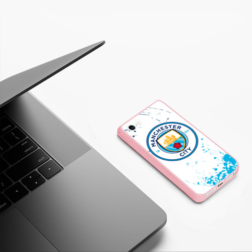 Чехол для iPhone 5/5S матовый Manchester City - Футбольный клуб, цвет баблгам - фото 5