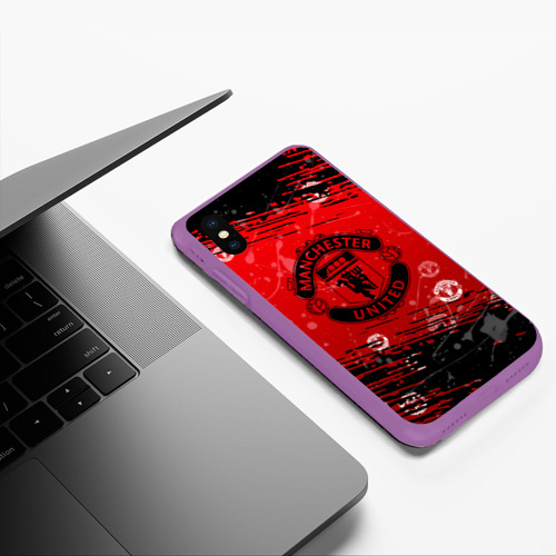 Чехол для iPhone XS Max матовый Manchester United: Возвращения Ronaldo, цвет фиолетовый - фото 5