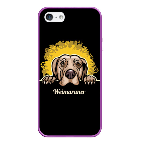 Чехол для iPhone 5/5S матовый Веймаранер Weimaraner, цвет фиолетовый