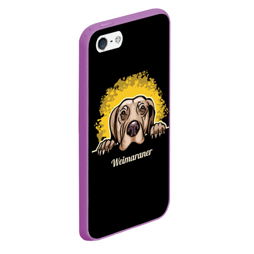 Чехол для iPhone 5/5S матовый Веймаранер Weimaraner, цвет фиолетовый - фото 3