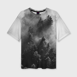 Женская футболка oversize 3D Мрачный лес forest