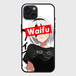 Чехол силиконовый для Apple iPhone 15 матовый Waifu - 2B Nier