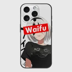 Чехол для iPhone 15 Pro силиконовый с защитой камеры Waifu - 2B Nier