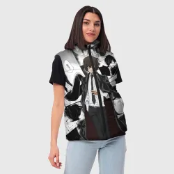 Женский жилет утепленный 3D Дазай Осаму на фоне манги - фото 2