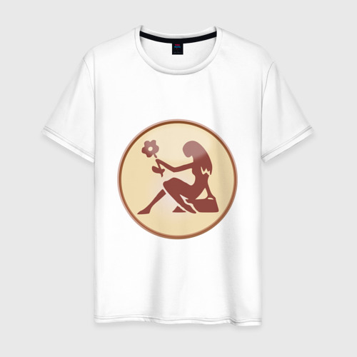 Мужская футболка хлопок Дева бежевая зз, цвет белый