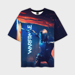 Мужская футболка oversize 3D Waframe neon katana fire