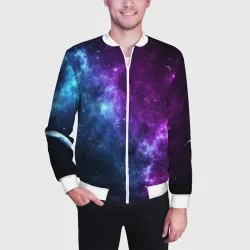 Мужской бомбер 3D Neon galaxy неоновый космос - фото 2