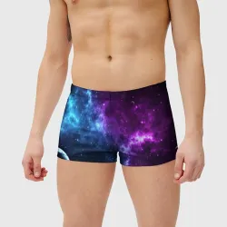 Мужские купальные плавки 3D Neon galaxy неоновый космос - фото 2