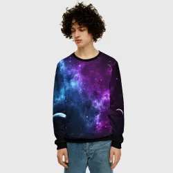 Мужской свитшот 3D Neon galaxy неоновый космос - фото 2