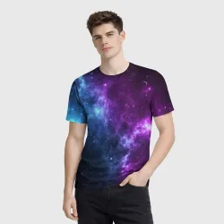 Мужская футболка 3D Neon galaxy неоновый космос - фото 2
