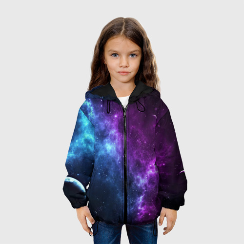 Детская куртка 3D Neon galaxy неоновый космос, цвет черный - фото 4