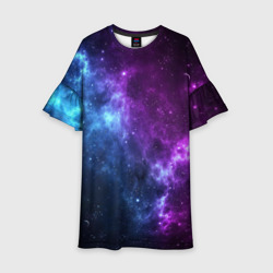 Детское платье 3D Neon galaxy неоновый космос